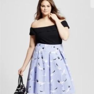 Who What Wear Bird Pinstripe A-Line Skirt Blue Size 6